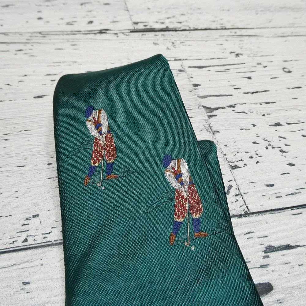 Woodward Tie Mens One Size Green Golf Golfer Bag Sports Novelty Necktie‎